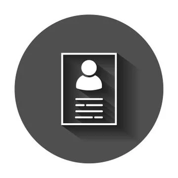 Resume icon in flat style. Contract document vector illustration with long sh Ilustración de archivo