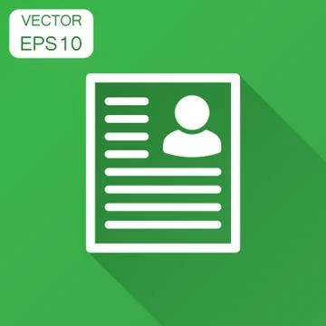 Resume icon in flat style. Contract document vector illustration with long sh Ilustración de archivo