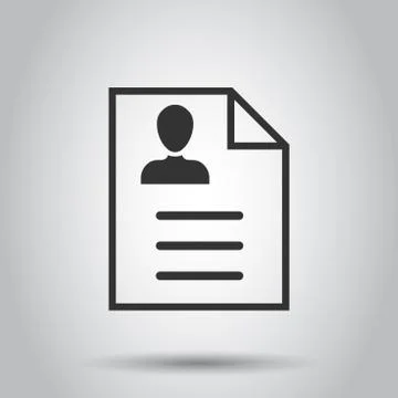 Resume icon in flat style. Contract document vector illustration on white bac 스톡 일러스트