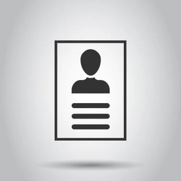 Resume icon in flat style. Contract document vector illustration on white bac Ilustración de archivo