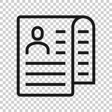 Resume icon in flat style. Contract document vector illustration on white iso 스톡 일러스트