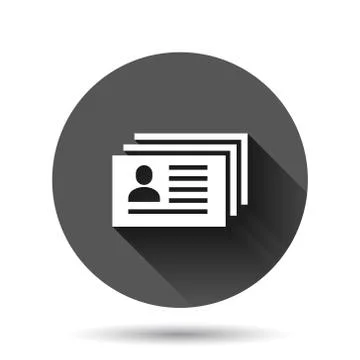 Resume icon in flat style. Contract document vector illustration on black rou 库存插图