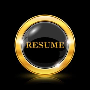 Resume icon. Internet button on black background. EPS10 vector. 스톡 일러스트