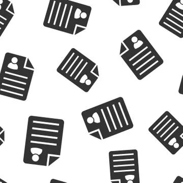 Resume icon seamless pattern background. Contract document vector illustratio Ilustración de archivo