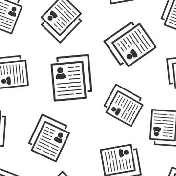 Resume icon seamless pattern background. Contract document vector illustratio Ilustración de archivo