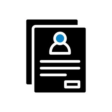 Resume icon solid blue black business symbol illustration. Stock Illustration