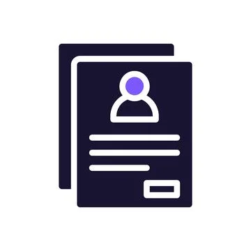Resume icon solid purple black business symbol illustration. Illustrazione stock