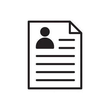 Resume icon vector job application, CV sign for graphic design, logo, web sit Stock Illustration