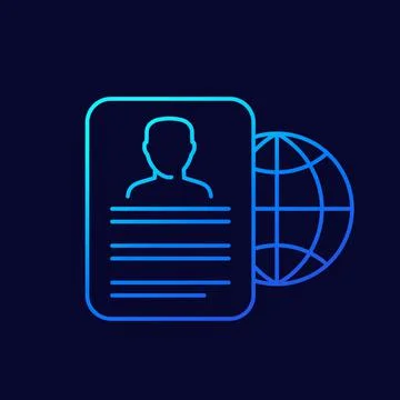 Resume line icon with a globe, vector 스톡 일러스트