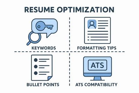 Resume optimization strategies for job seekers and career development Illustrazione stock