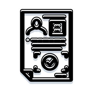 Resume or job application document icon with checkmark 스톡 일러스트