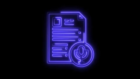 Resume or profile with microphone glowing neon style for digital interview or Stock Footage 322971822
