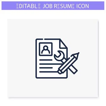 Resume proofreading line icon. Editable Stock Illustration