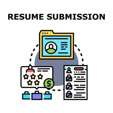 Resume submission process for job application and recruitment Stock Illustration