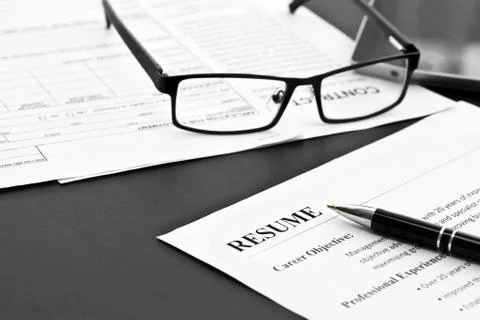 Resume on the Table Stock Photos