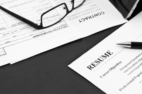 Resume on the Table Stock Photos