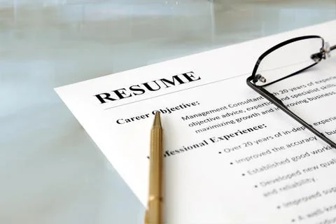 Resume on the Table Stock Photos