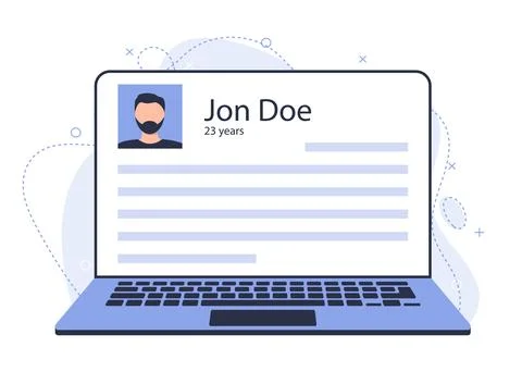 Resume of a young potential worker. An example of a job search site Stock Illustration