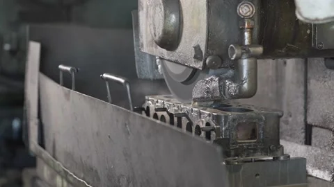 Resurfacing cylinder head on a special machine Stock Footage 134253447