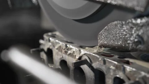 Resurfacing cylinder head on a special machine Stock Footage 134254548