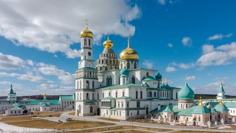 Resurrection Cathedral of the New Jerusalem Monastery, Istra, Russia. Stock Footage 105375083