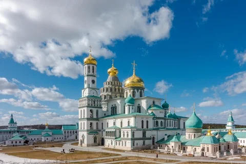 Resurrection Cathedral of the New Jerusalem Monastery, Istra, Russia. Stock Footage 105375592