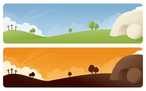 Resurrection easter banner Stock Illustration