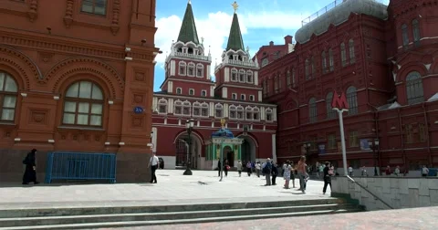 Resurrection gate, Red Square, Moscow Stock Footage 66205612