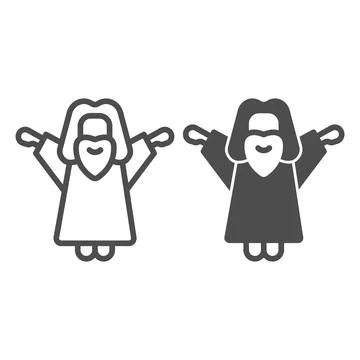 Resurrection of Jesus line and solid icon, Happy Easter concept, Easter holiday Illustrazione stock