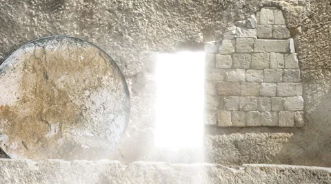 Resurrection of Jesus at Tomb on Easter (Holiday) Morning Stock Footage