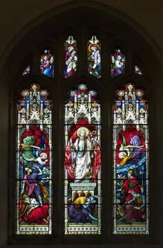 Resurrection stained glass window Stock Photos