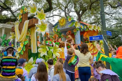 Resurrection Themed Float at Rex Parade on Mardi Gras Day Stock Photos