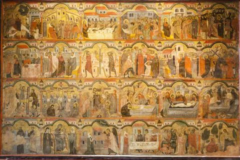 Retablo de la pasion de Cristo, 1290-1305, anonimo, originario del convento d Stock Photos
