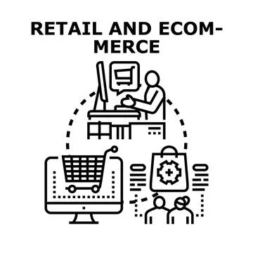 Retail and e commerce business providing online shopping services Stock Illustration