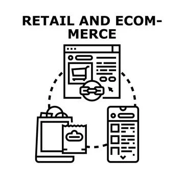 Retail and ecommerce vector concept linking customer experience Stock Illustration