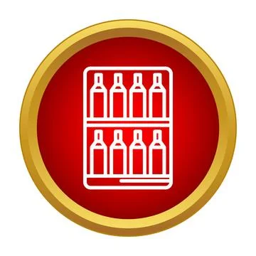 Retail beverage cooler with bottles flat icon design Stock Illustration