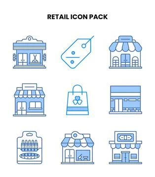 Retail Blue Icons Pack Stock Illustration