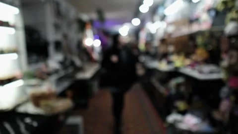 Retail bokeh background, abstract blurred shop interior with soft lights and Stock Footage 318967149