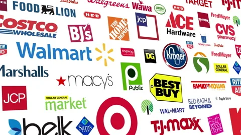 Retail Brands Logo Loop Stock Footage