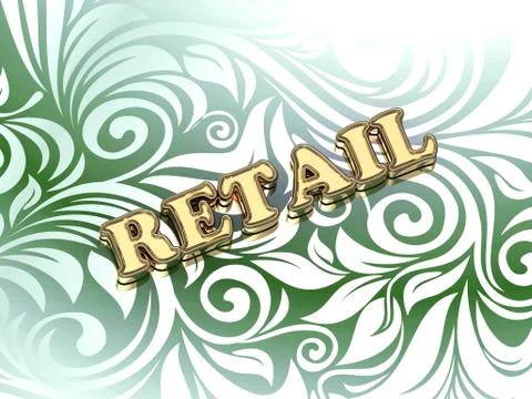 RETAIL bright color letters on nice green ornament background Stock Illustration