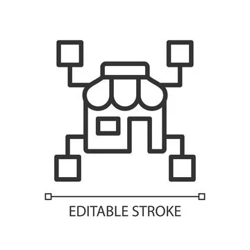 Retail business data mining linear pixel perfect icon Stock Illustration