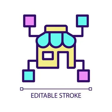 Retail business data mining RGB color pixel perfect icon Stock Illustration