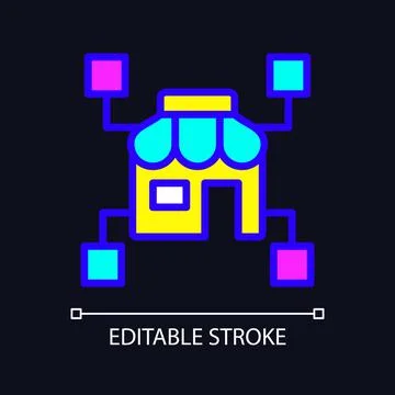 Retail business data mining RGB color pixel perfect icon for dark theme 스톡 일러스트