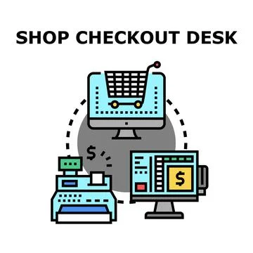 Retail checkout process at electronic payment terminal Stock Illustration