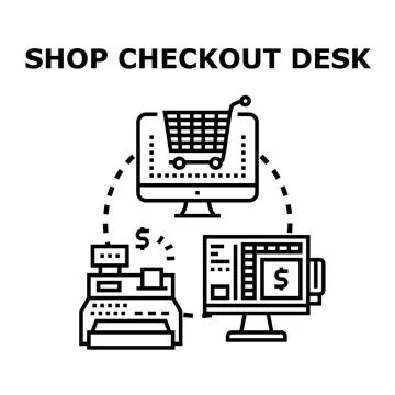 Retail checkout process at electronic payment terminal Stock Illustration
