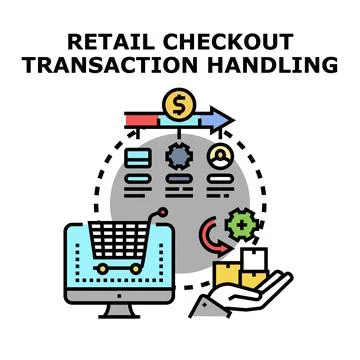 Retail checkout transaction handling process icon Stock Illustration