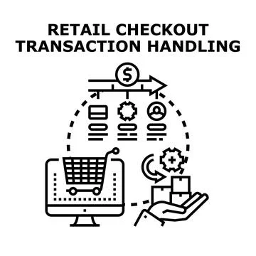 Retail checkout transaction handling process icon Stock Illustration