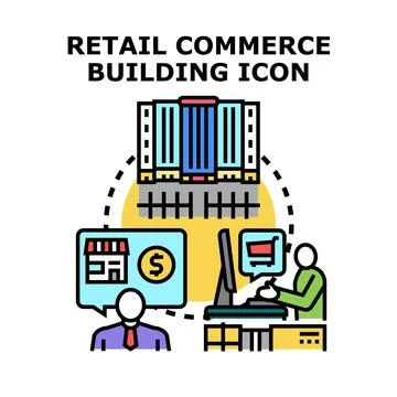 Retail commerce building icon concept vector Stock Illustration