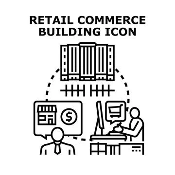 Retail commerce building icon concept vector Stock Illustration