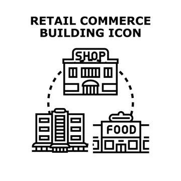 Retail commerce buildings vector icon concept Stock Illustration